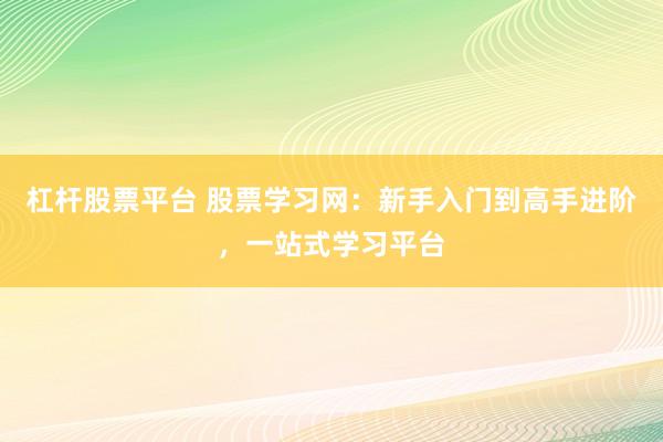 杠杆股票平台 股票学习网：新手入门到高手进阶，一站式学习平台