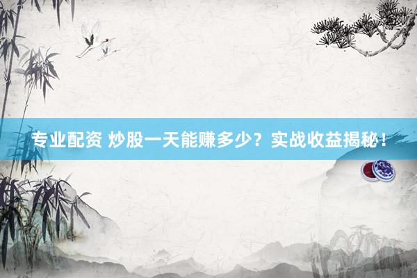 专业配资 炒股一天能赚多少？实战收益揭秘！