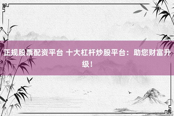 正规股票配资平台 十大杠杆炒股平台：助您财富升级！