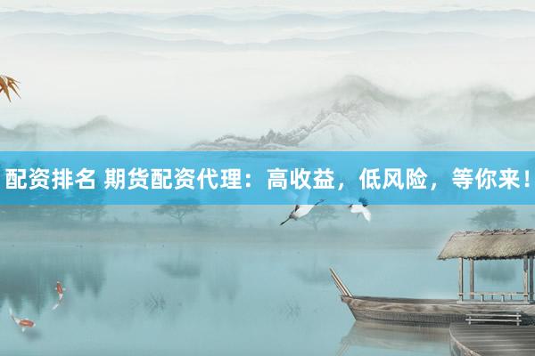 配资排名 期货配资代理：高收益，低风险，等你来！