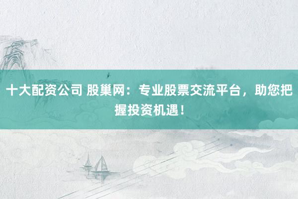十大配资公司 股巢网：专业股票交流平台，助您把握投资机遇！