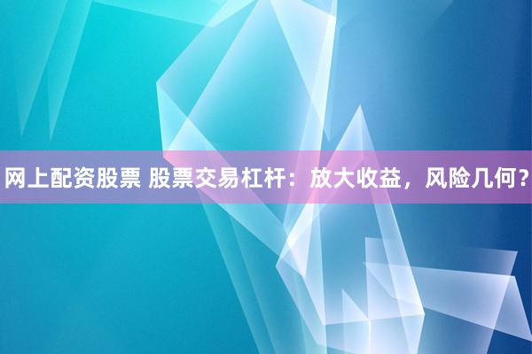 网上配资股票 股票交易杠杆：放大收益，风险几何？