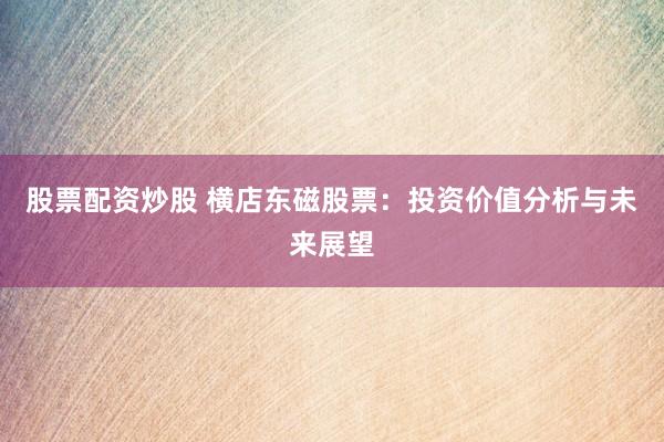 股票配资炒股 横店东磁股票：投资价值分析与未来展望