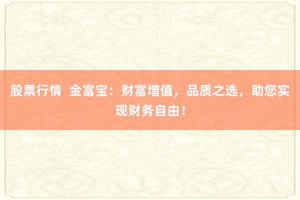 股票行情  金富宝：财富增值，品质之选，助您实现财务自由！