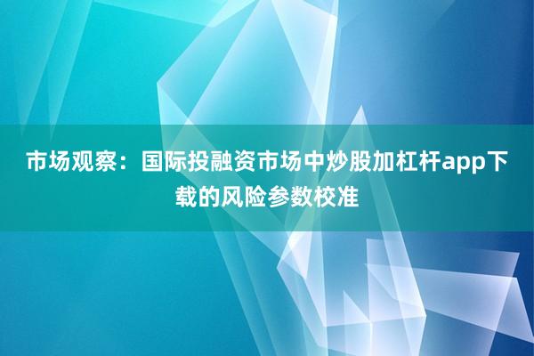 市场观察:国际投融资市场中炒股加杠杆app下载的风险参数校准