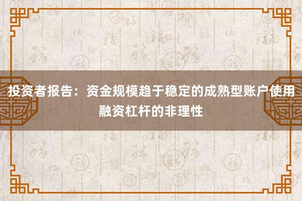投资者报告：资金规模趋于稳定的成熟型账户使用融资杠杆的非理性