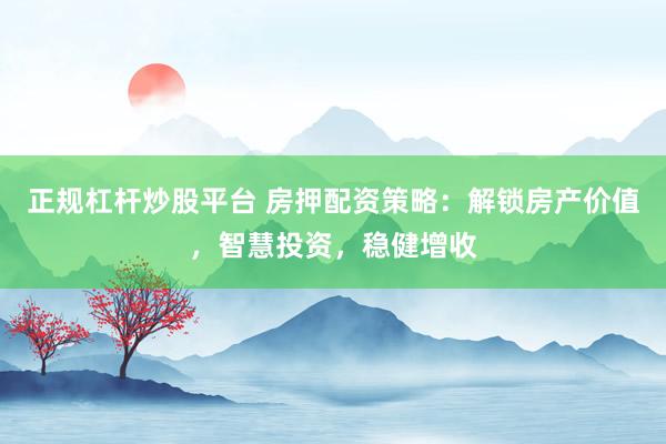 正规杠杆炒股平台 房押配资策略：解锁房产价值，智慧投资，稳健增收