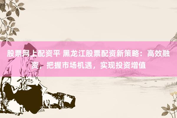 股票网上配资平 黑龙江股票配资新策略：高效融资，把握市场机遇，实现投资增值