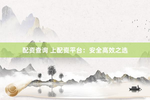 配资查询 上配资平台：安全高效之选