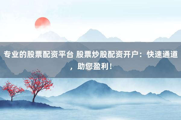 专业的股票配资平台 股票炒股配资开户:快速通道,助您盈利!