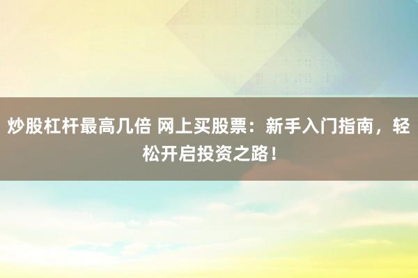 炒股杠杆最高几倍 网上买股票:新手入门指南,轻松开启投资之路!